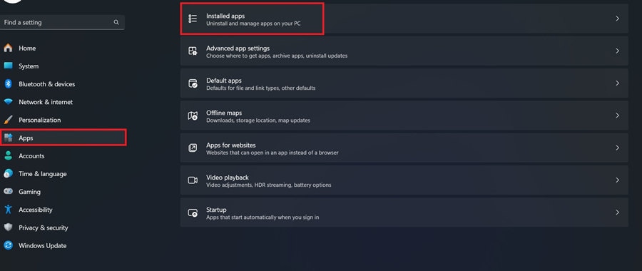 installed apps on your pc
