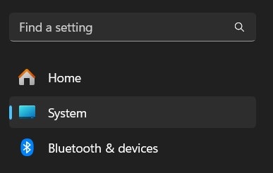 system settings