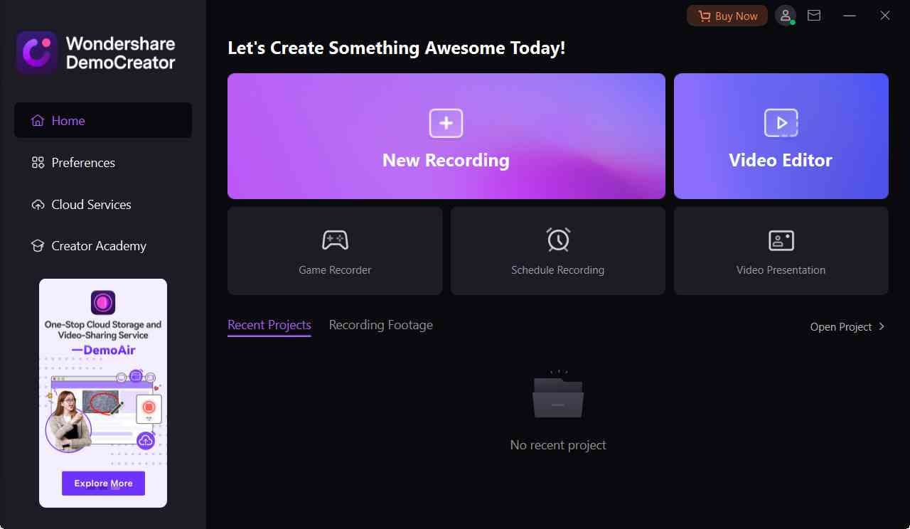 démarrer wondershare democreator