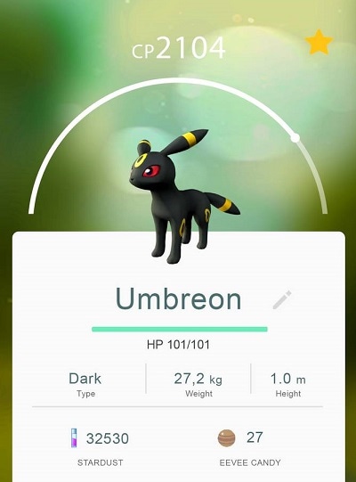 pokemon go umbreon estadísticas