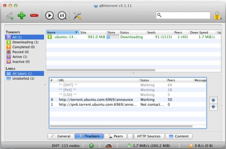 Cliente bittorrent para Mac - Aplicación qBittorrent