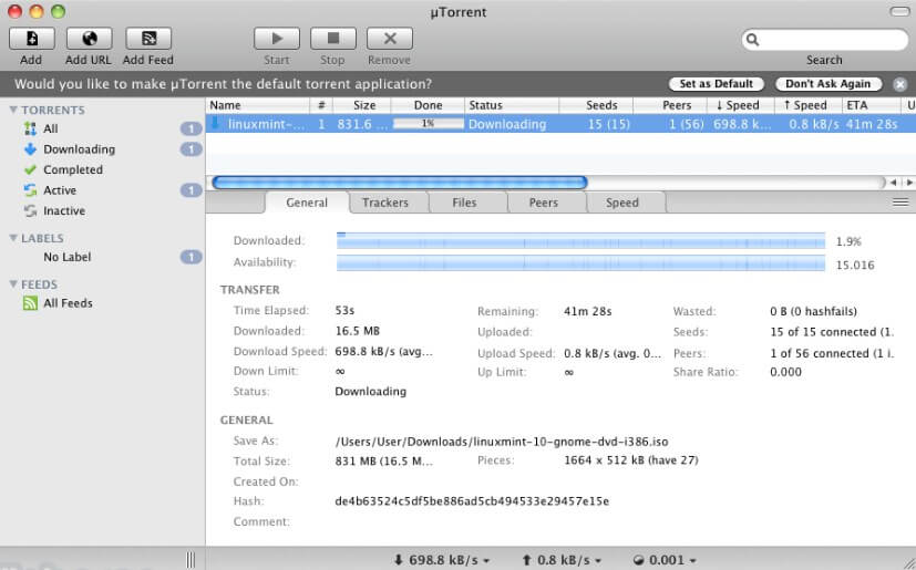Cliente bittorrent para Mac - Aplicación uTorrent