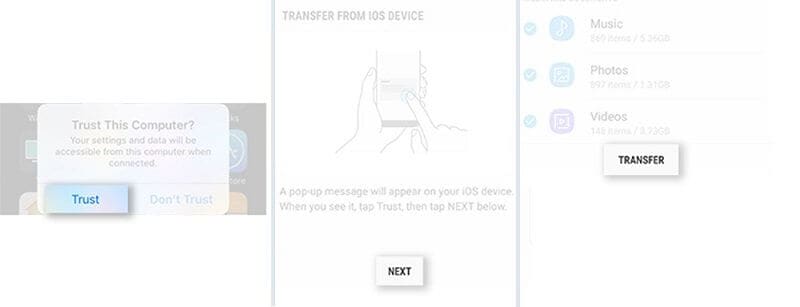 pasar del iphone al samsung S10/S20 - seleccionar contenidos