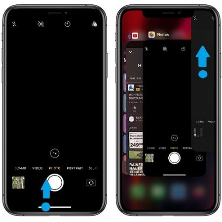 salir de la aplicación de la cámara en el iPhone