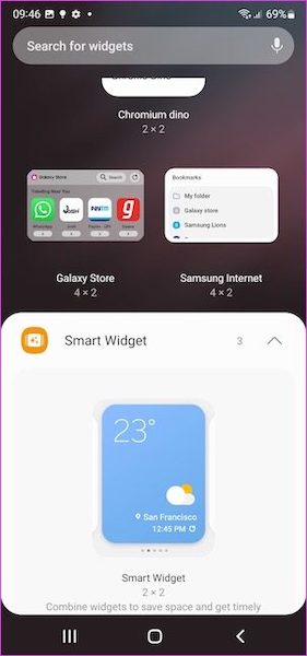 usando widgets inteligentes en samsung s22