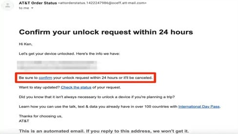 pour déverrouiller la confirmation par e-mail