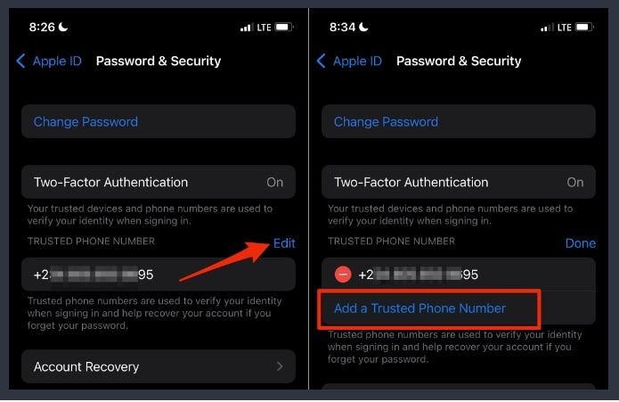 add trusted phone number apple id
