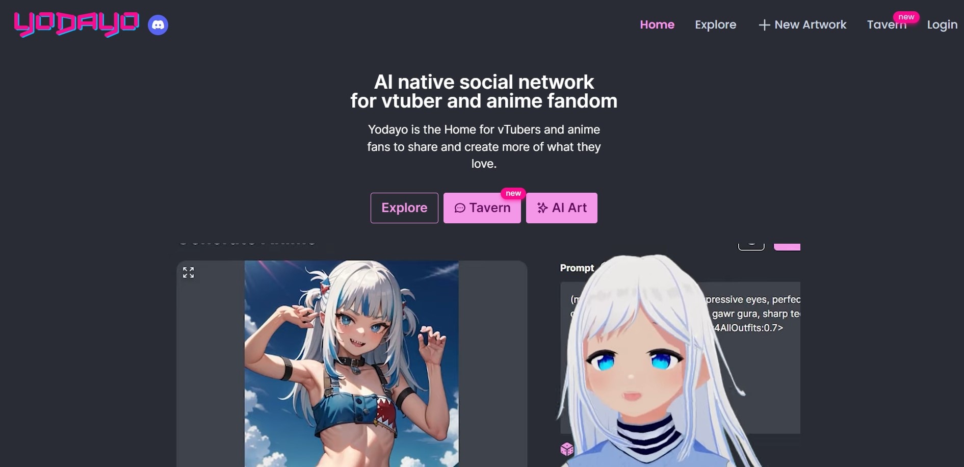 Interfaz web de Yodayo NSFW