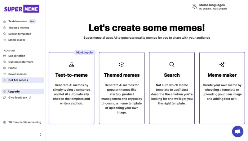 Supermeme.ai generador de memes con IA