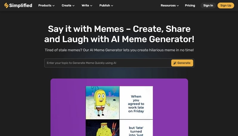 Simplified generador de memes con IA