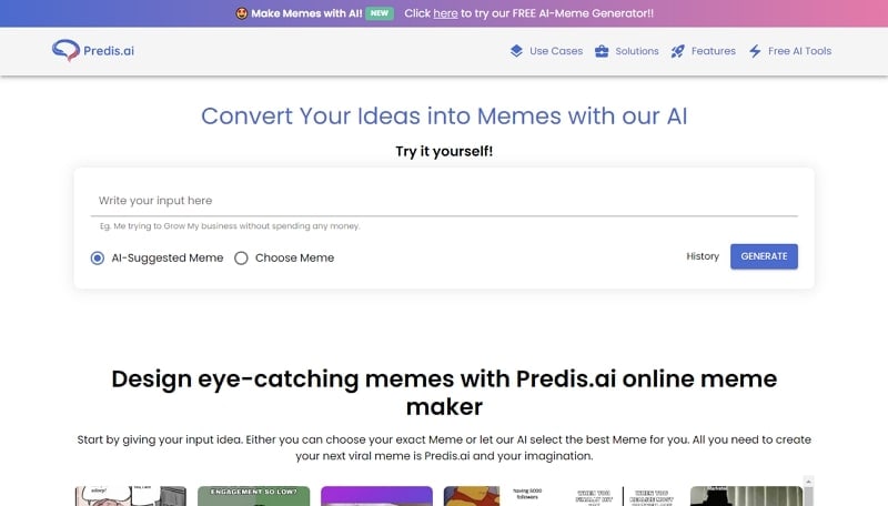 Predis.ai generador de memes con IA