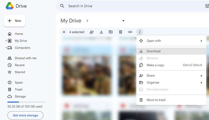 Descarga fotos de Google Drive al PC.
