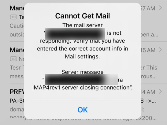 iphone can not get mail