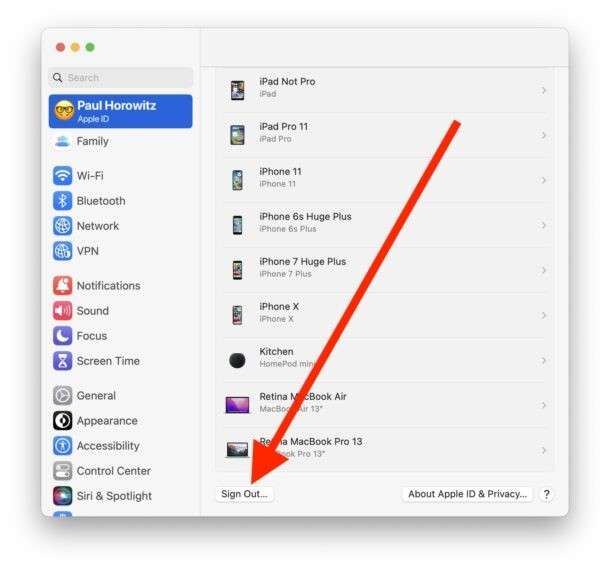 sign out of apple id