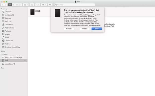 select the restore option 