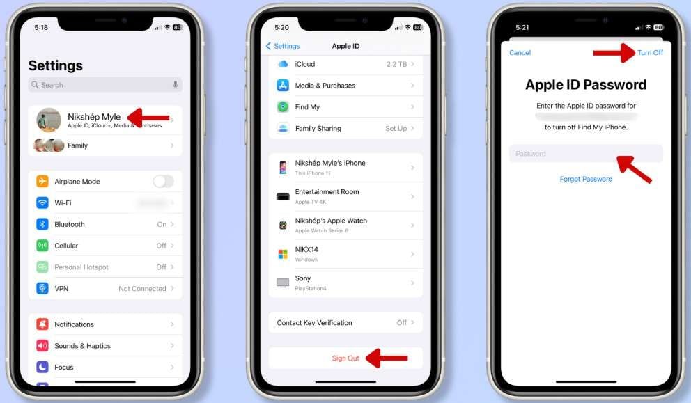 se déconnecter des paramètres de l'iPhone