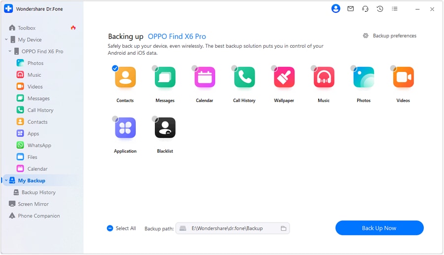 wondershare drfone copia de seguridad de archivos