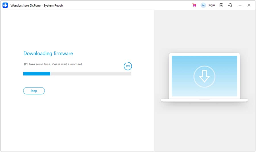 Descarga del firmware en curso