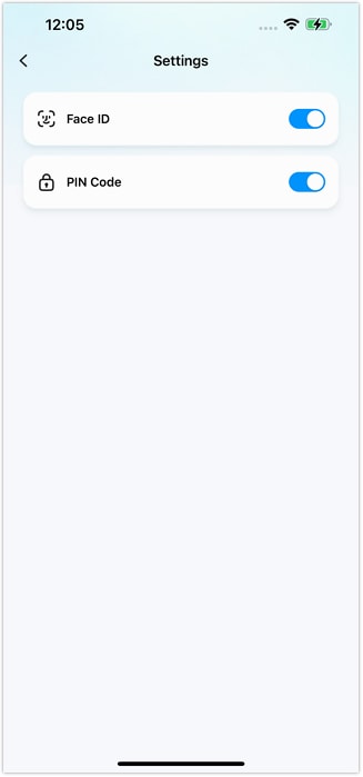 enable face id or pin security