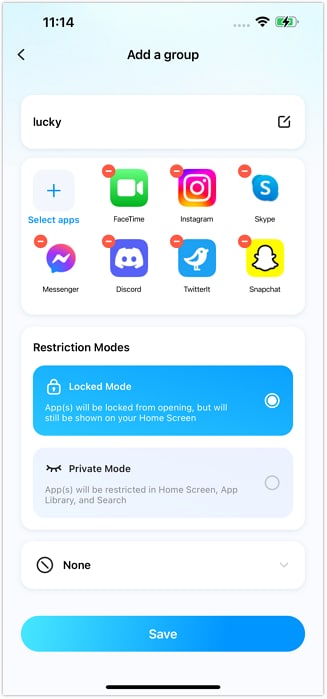 choose either locked or private mode
