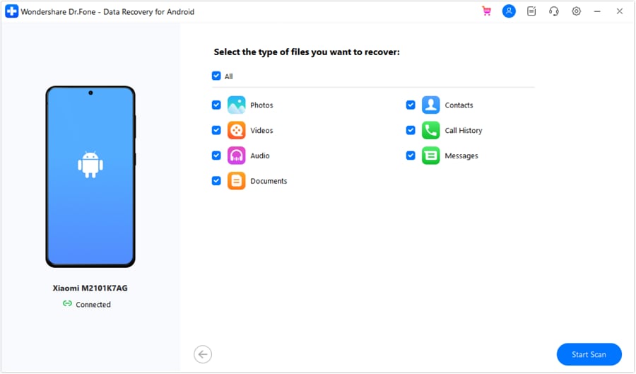 select file types for phone recovery