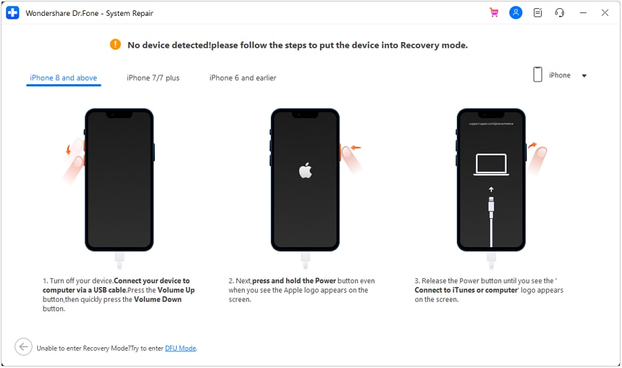 put idevice in recovery mode