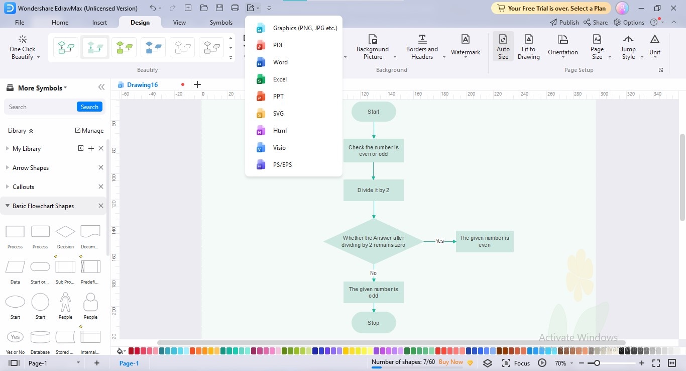 edrawmax if else flowchart export