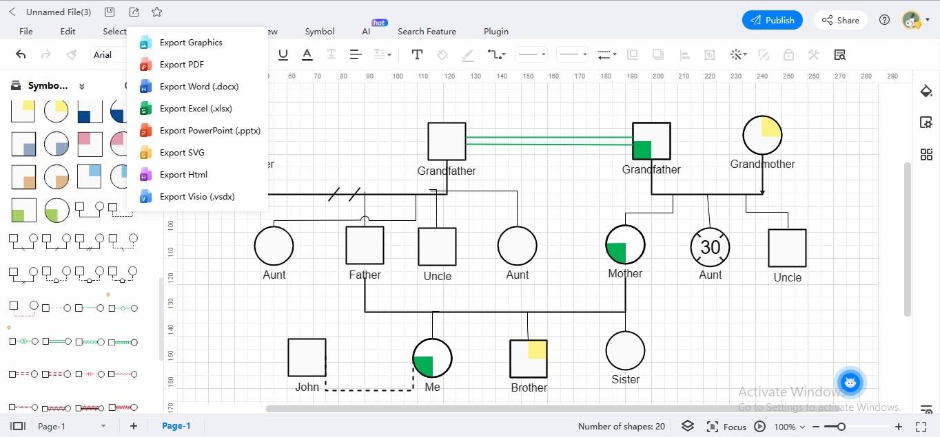 genogram export edrawmax online
