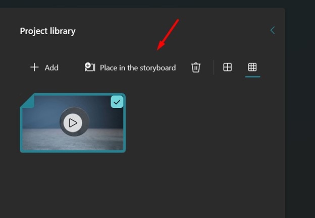 aclarar el video en windows 10 usando el editor de video de windows - añadir al storyboard