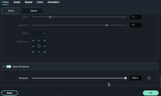 Auto Enhancement preset for auto enhancing video