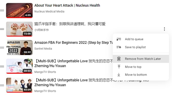 clearing the youtube watch later playlist