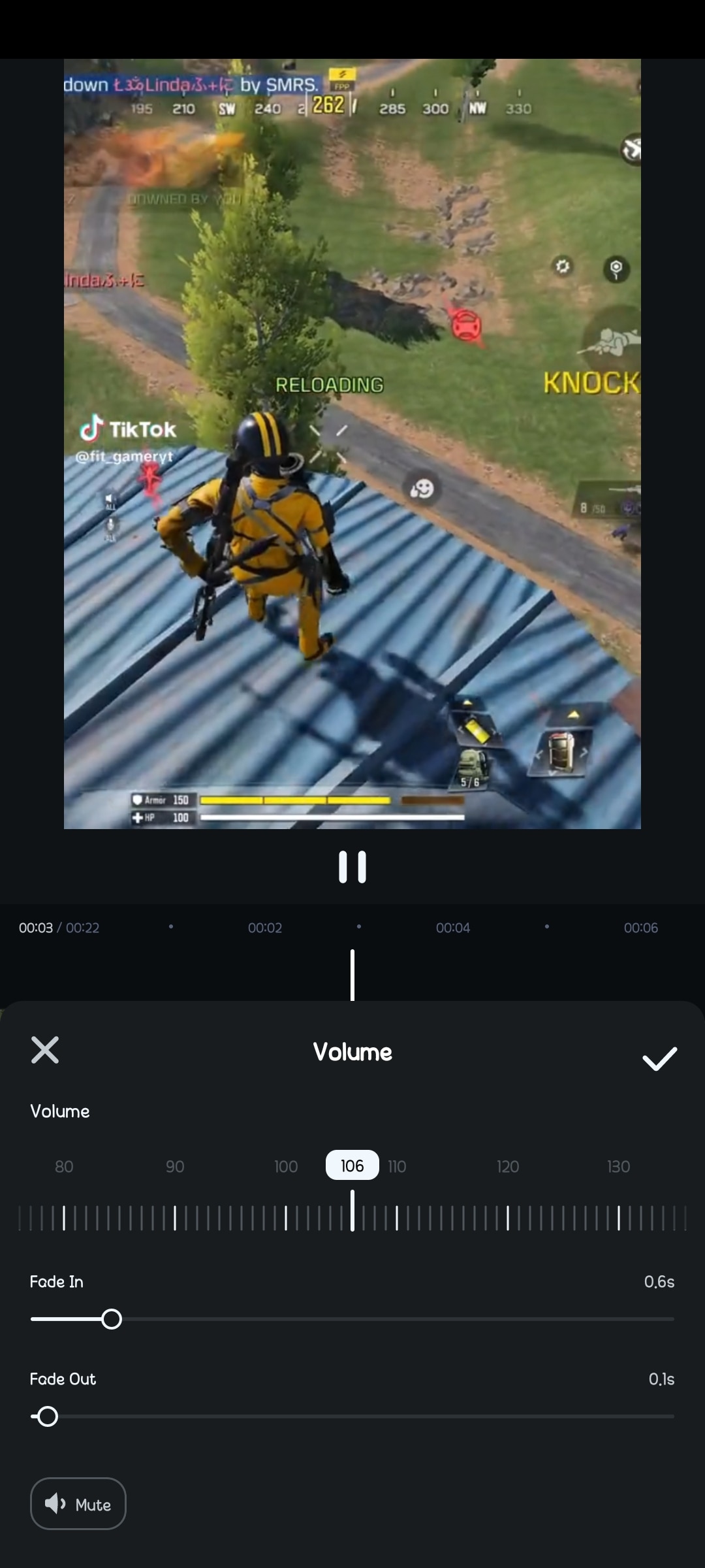 adjust volume and fade in