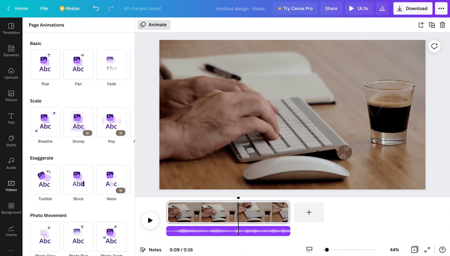 software de edición de vídeo en línea canva
