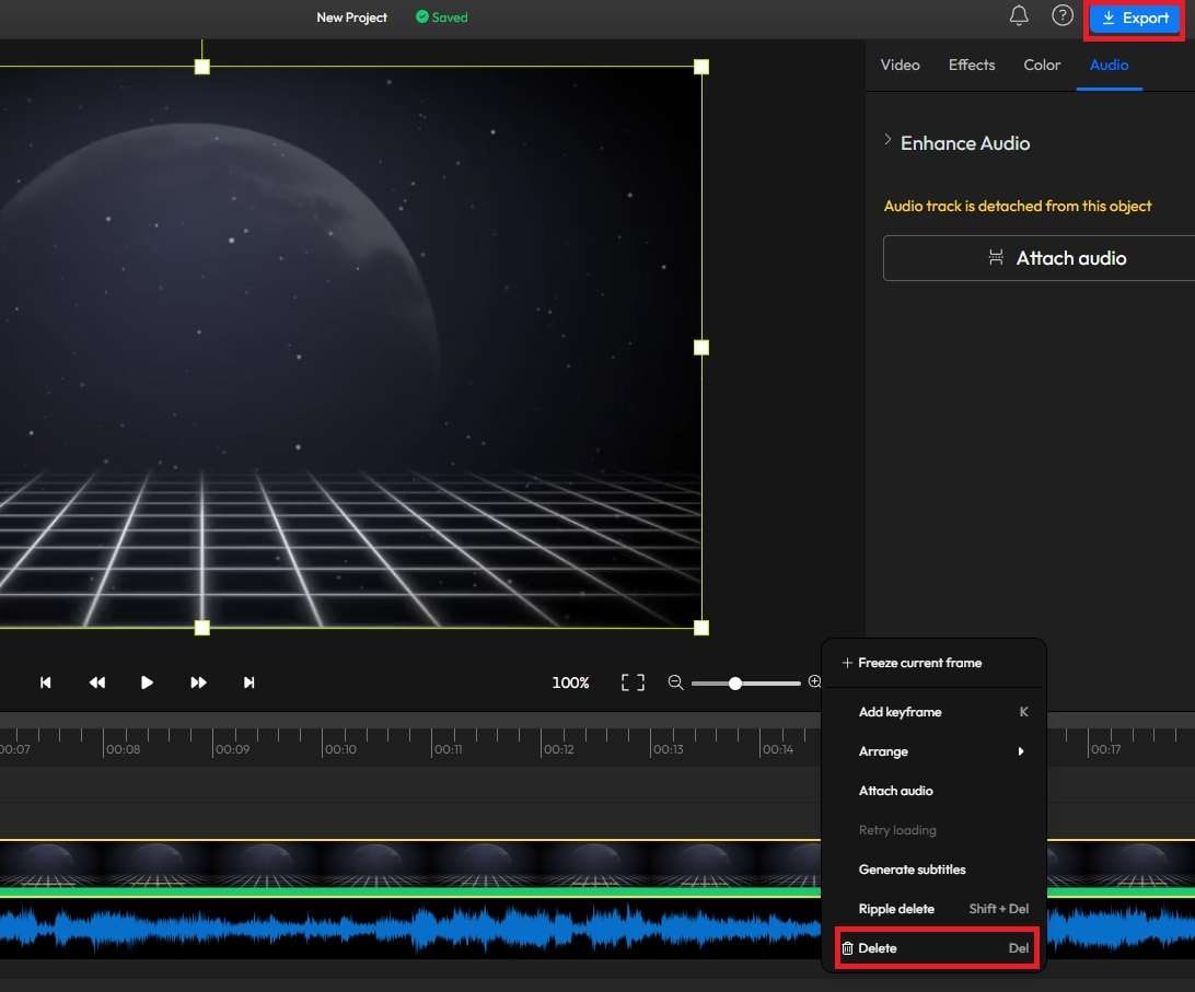 deleting a video in flixier 