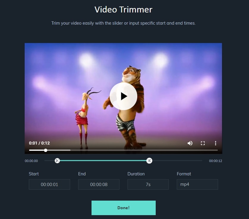  Cortador de video en línea Filmora