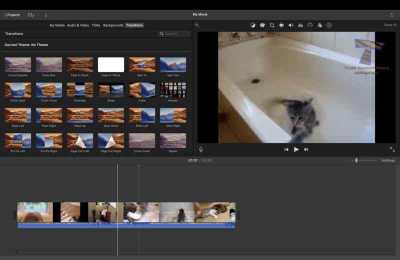 imovie transitions menu