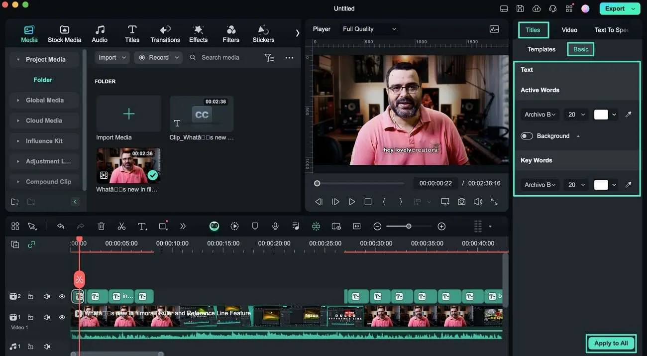 edit captions filmora