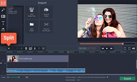 Movavi Video Editor Edición de audio