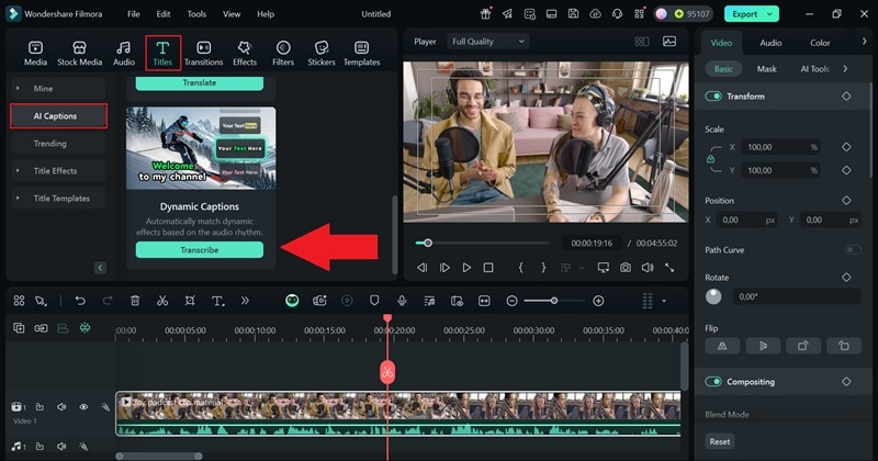 find the auto caption feature