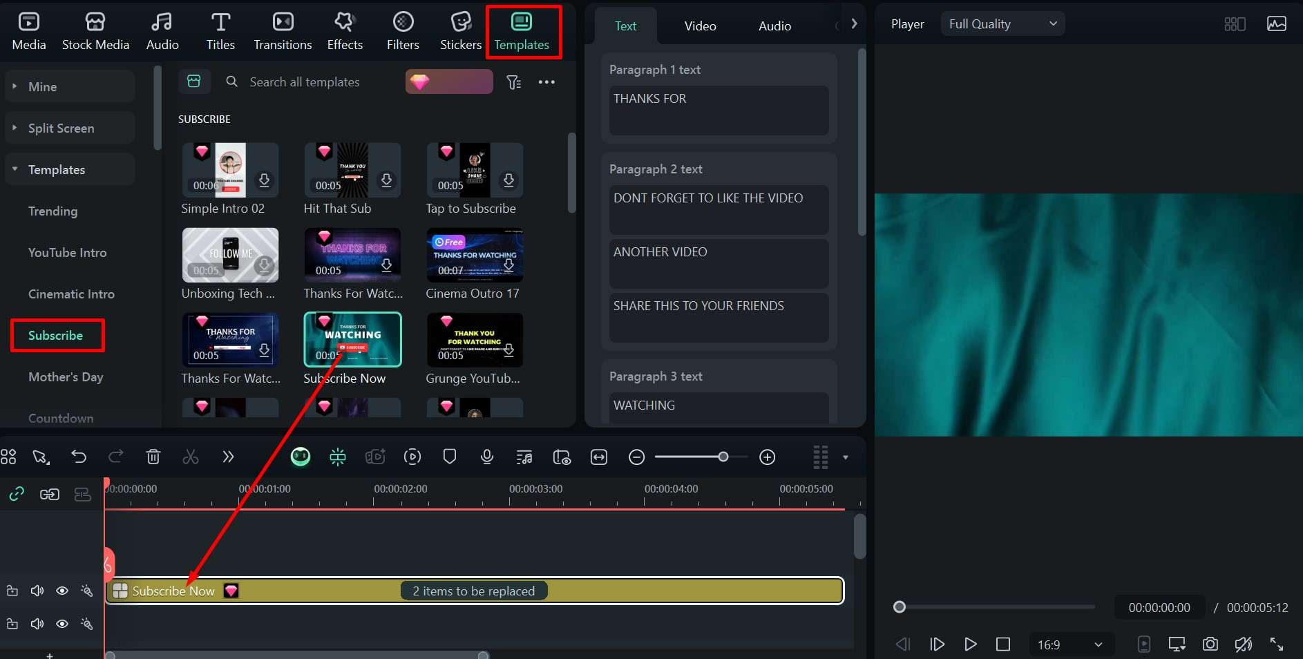 filmora subscribe templates