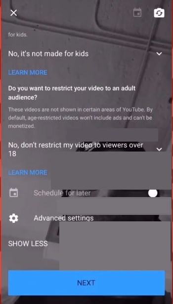going to the next screen youtube mobile