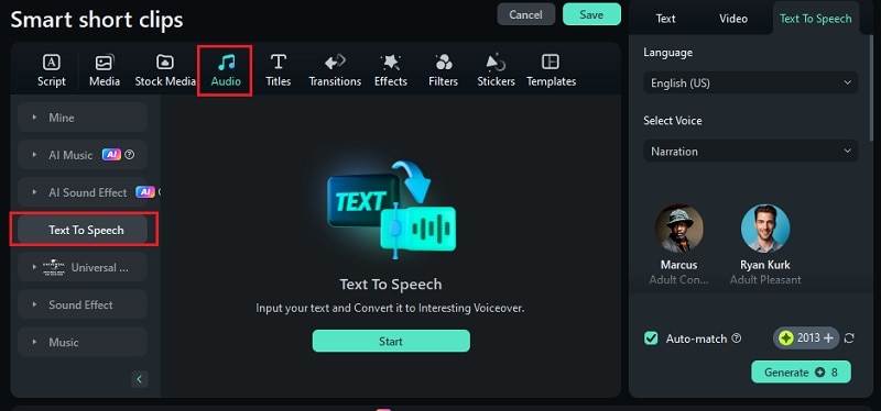 generar nueva voz superpuesta con texto a voz