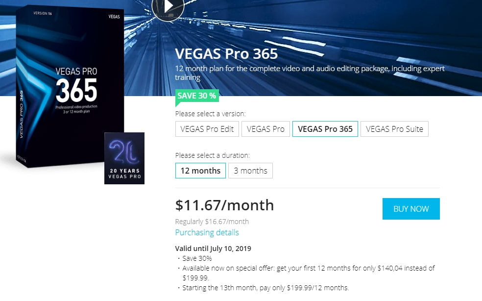 Precio de Vegas Pro 365