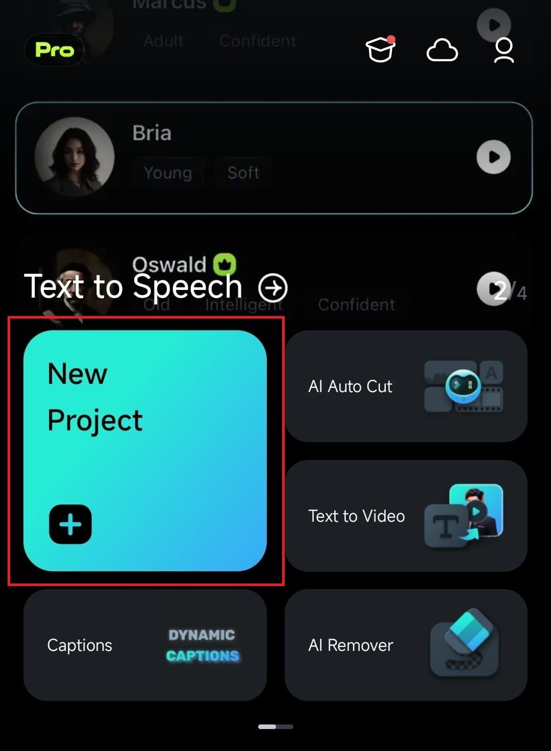 start a project in filmora mobile