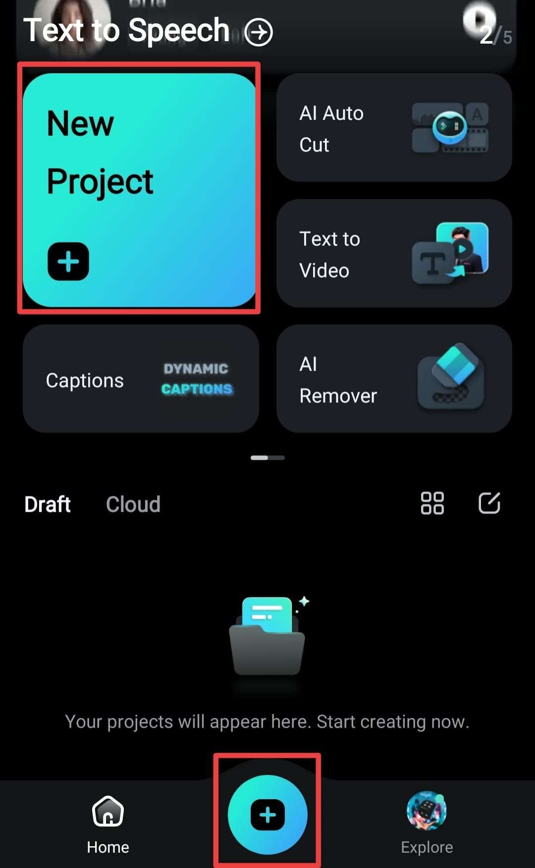 inicia un nuevo proyecto en filmora