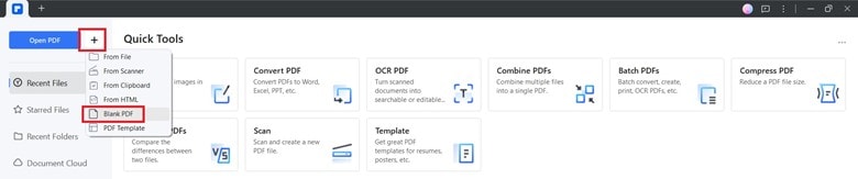 création d'un pdf vierge