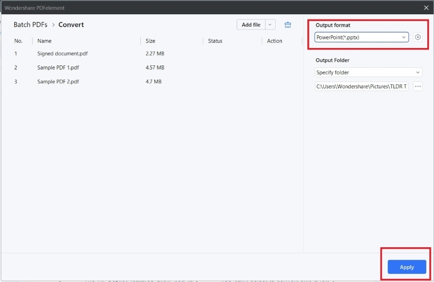 conversion par lots de fichiers PDF avec wondershare pdfelement