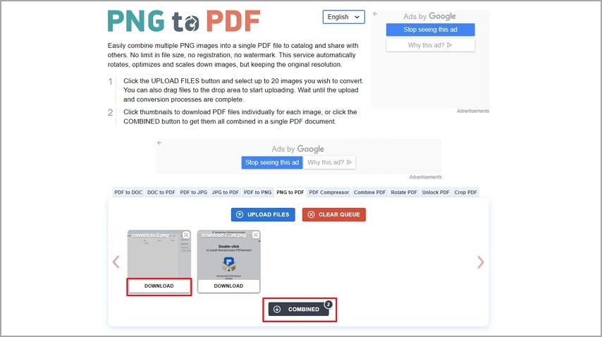 png 2 pdf descargar combinar archivos