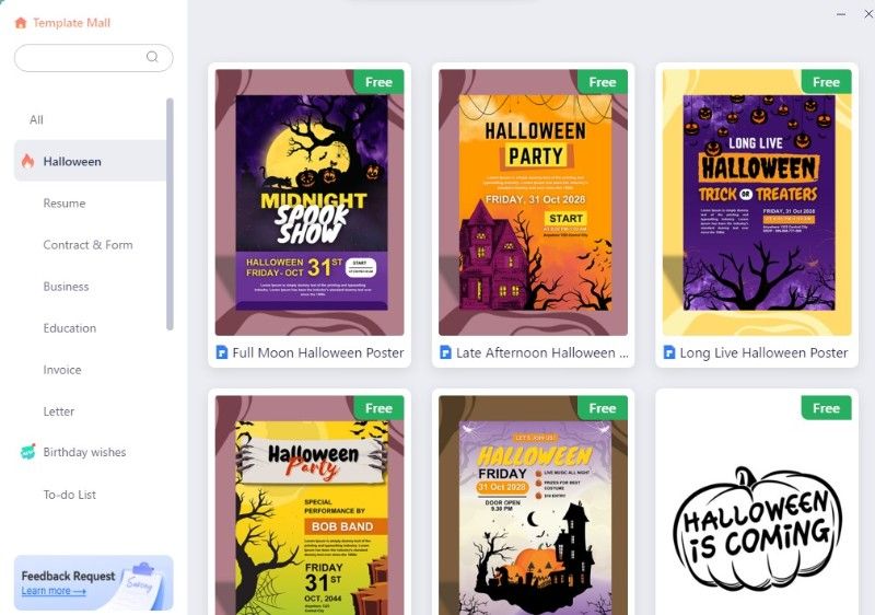 cartes d'halloween modèle centre commercial