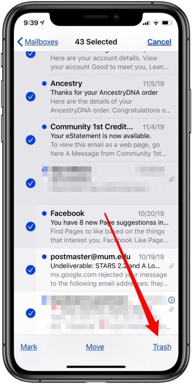 eliminar todos os seus emails no seu iphone e ipad com ios 14